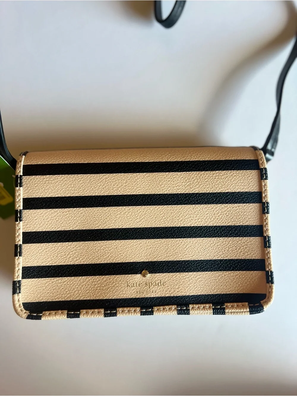 Kate Spade Black and Cream Striped Crossbody Bag